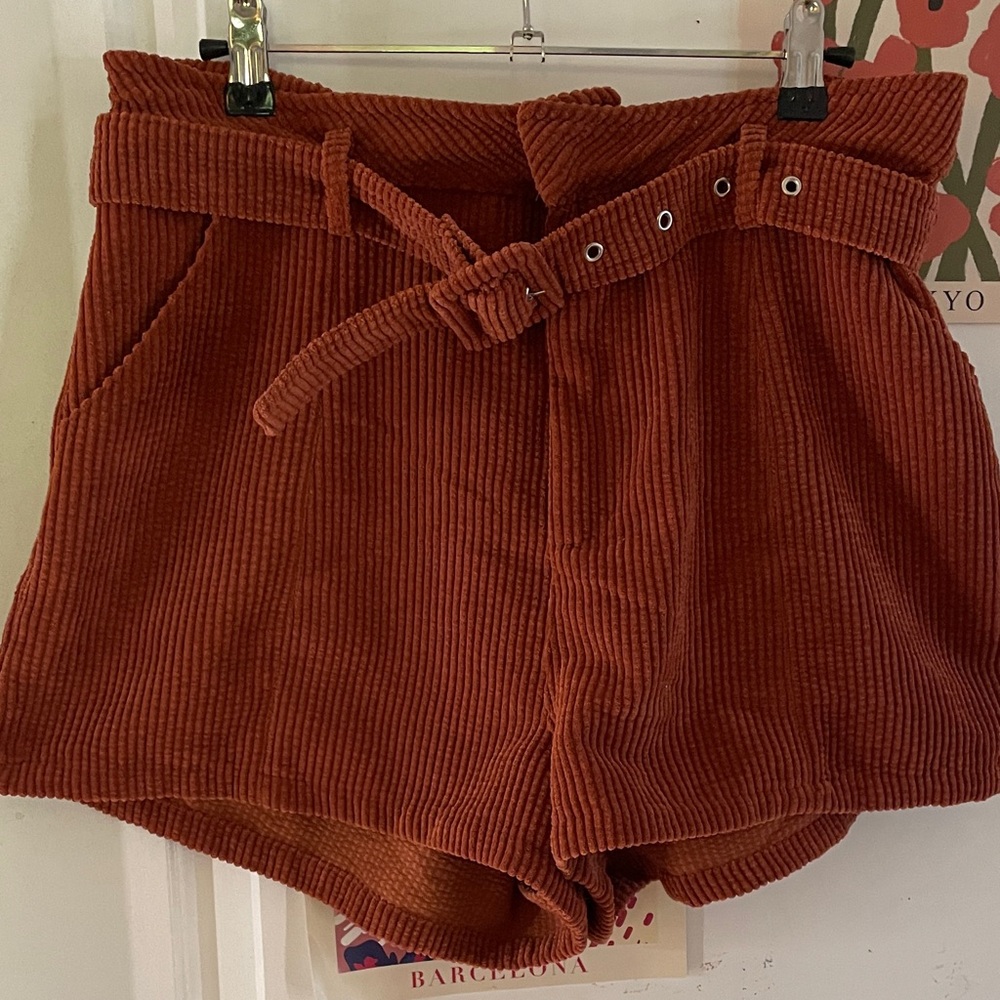 Altar'd State Rust Corduroy High Waist Shorts